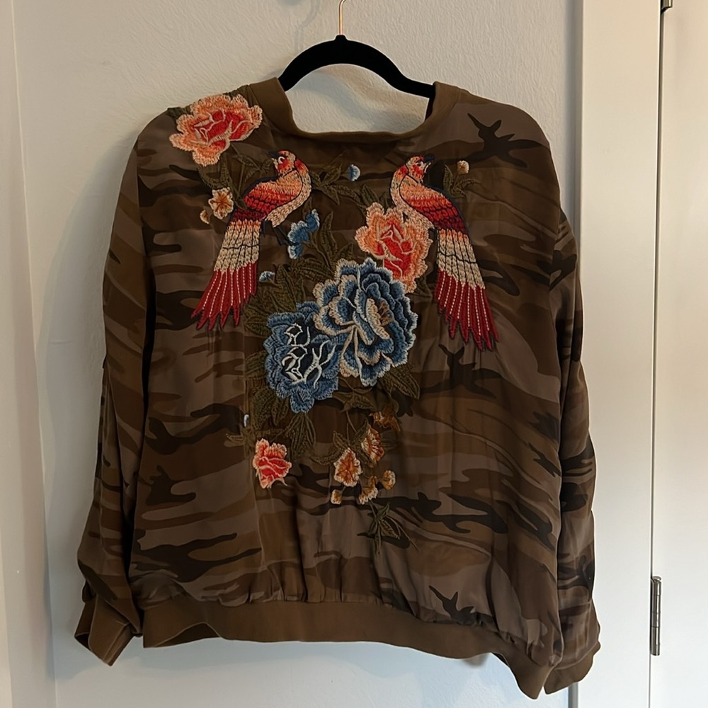 Johnny Was silk bomber jacket